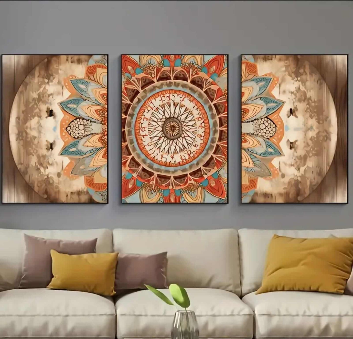 Cuadro Mandala Boho Tríptico