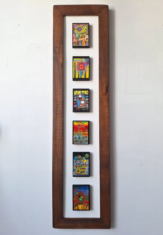 Cuadro Hundertwasser 38 x 150 Vertical (White) - Modelo 4