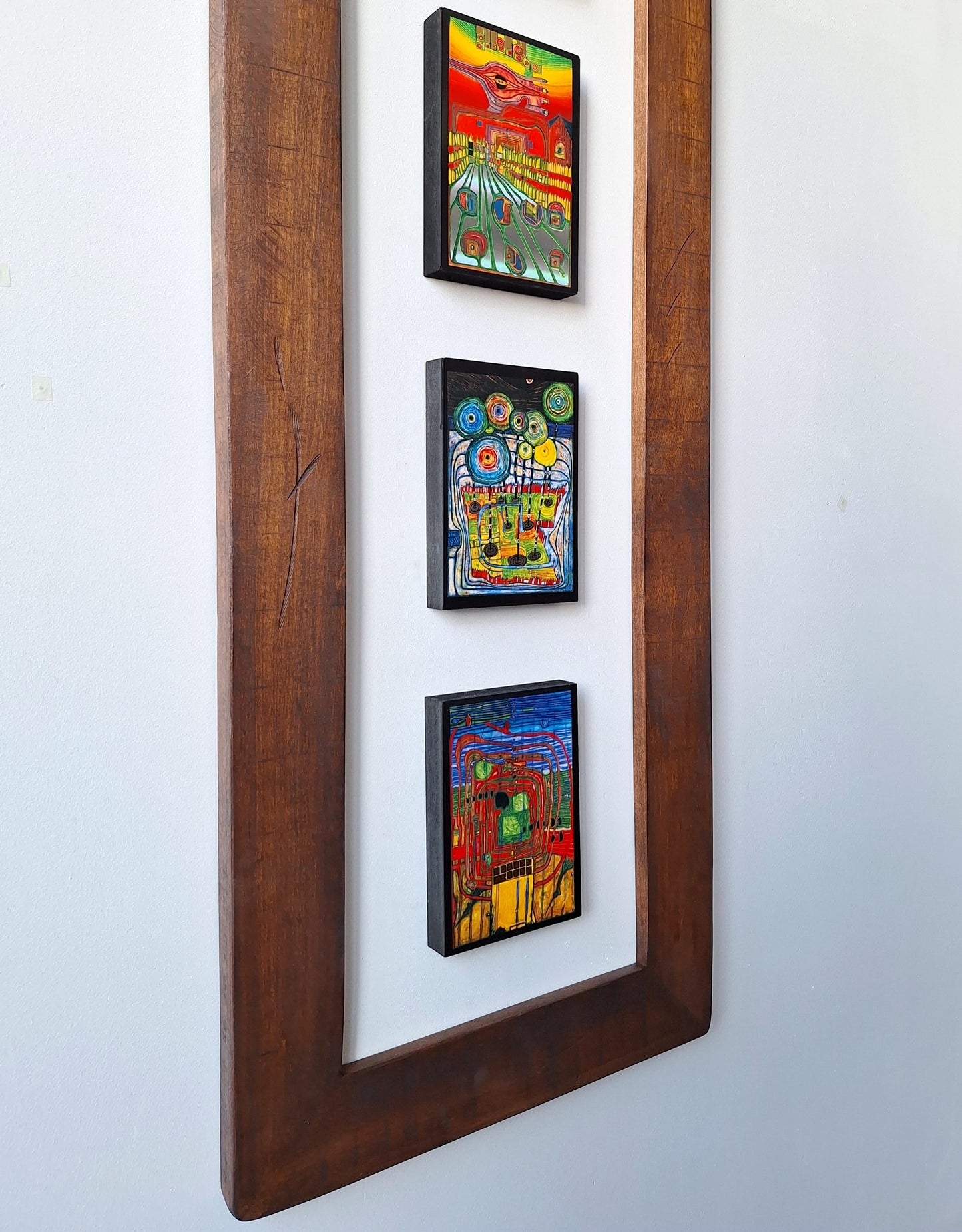 Cuadro Hundertwasser 38 x 150 Vertical (White) - Modelo 4