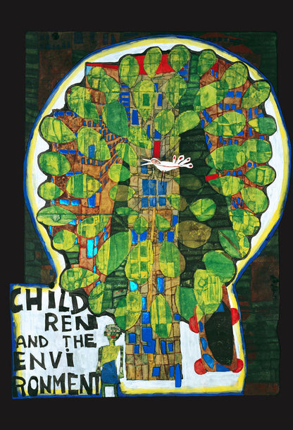 Cuadro Hundertwasser 85 x 38 cm Vertical Modelo 2 (Black)
