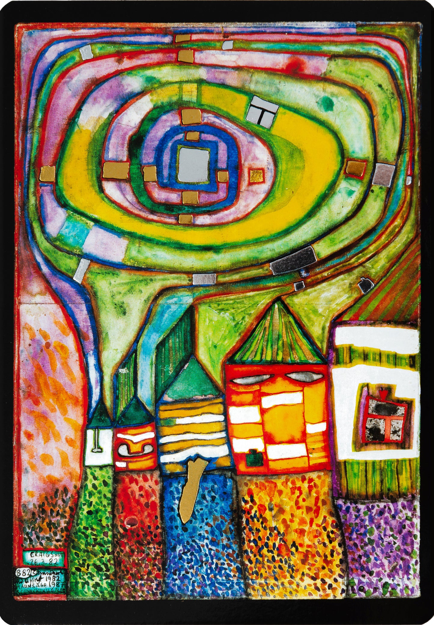 Cuadro Hundertwasser 85 x 38 cm Vertical Modelo 1 (White)